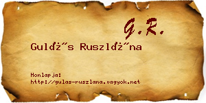 Gulás Ruszlána névjegykártya